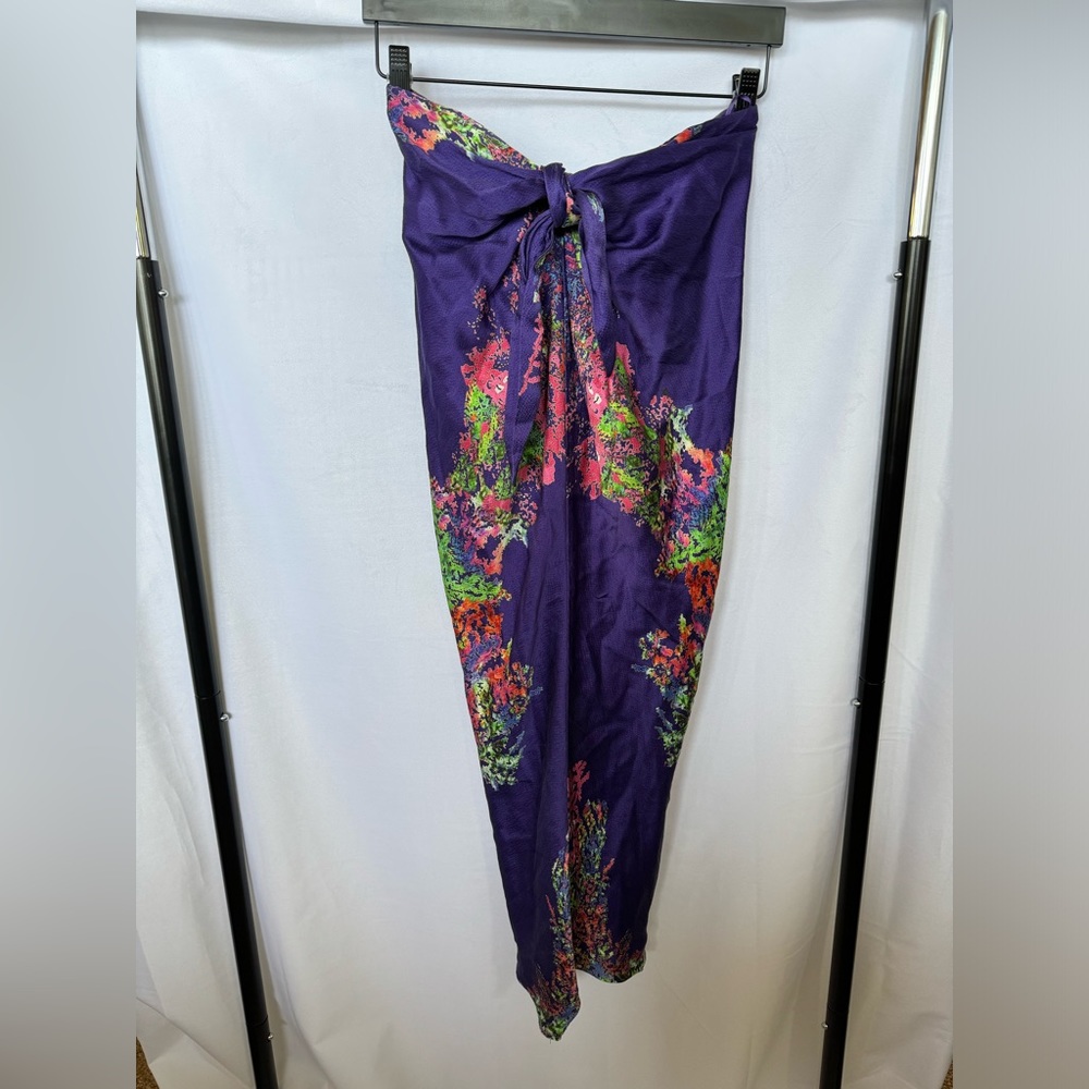 Strapless Purple Patterned Dress - image 1